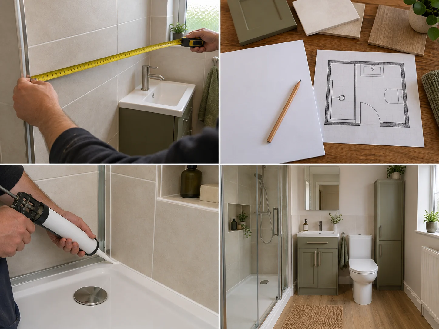 Compact modern shower room with vanity storage
